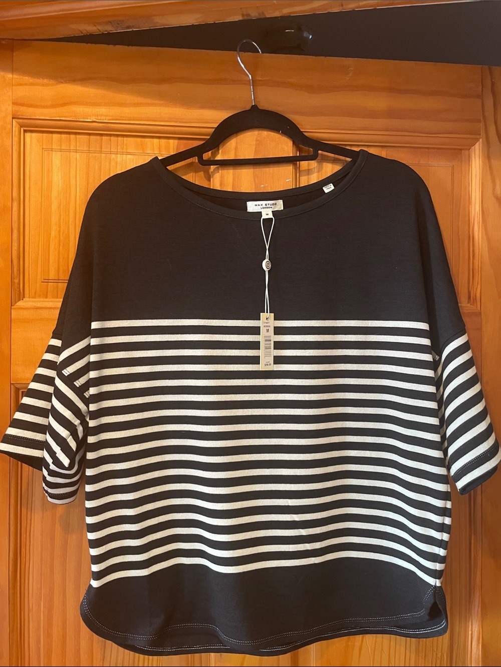 NWT Max Studio Black and White Striped Top